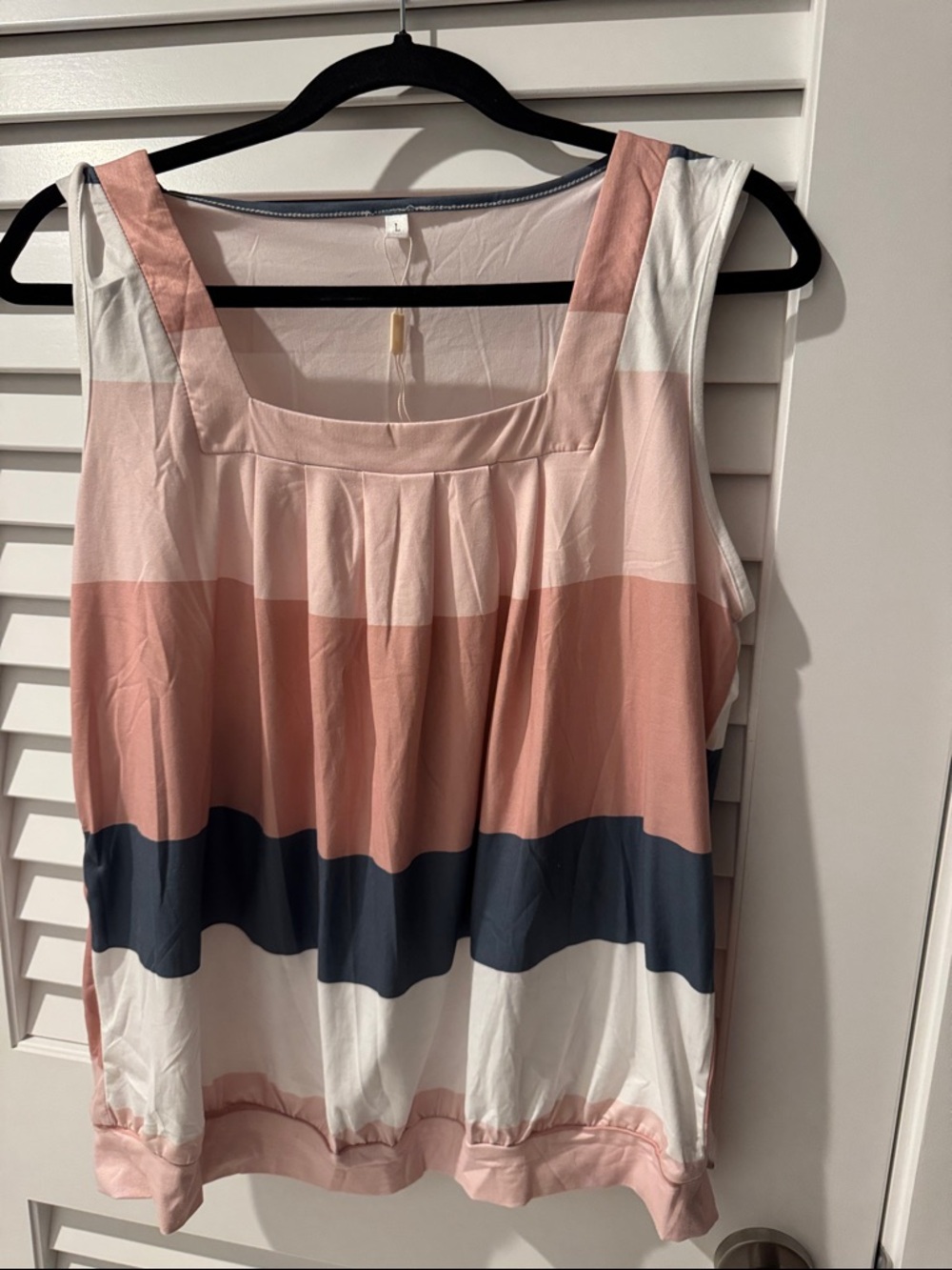 Sleeveless Colorblock Tank Top - Blush Pink & Gray